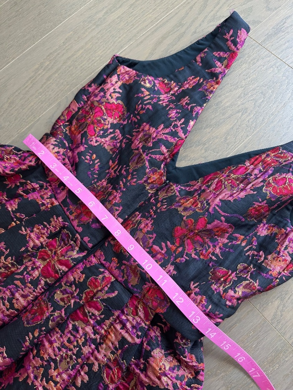 Badgley Mischka Pink Floral Jacquard Brocade Gown Maxi Dress Plunge - Size 2 - Picture 8 of 10